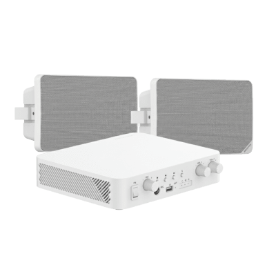 HIKVISION - Kit de Audio | 70/100V | 2 Altavoces de pared | Bluetooth | Color Blanco | Hik-Connect