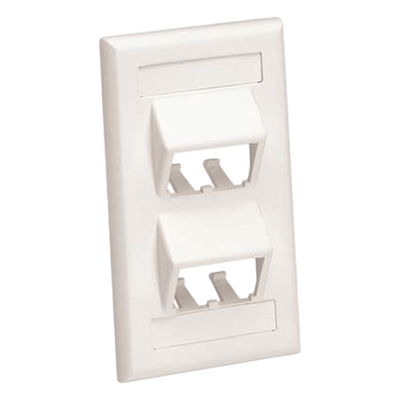 PANDUIT - Placa de Pared Vertical / 4 Puertos Mini-Com Inclinados / Con Espacios para Etiquetas / Blanco Mate