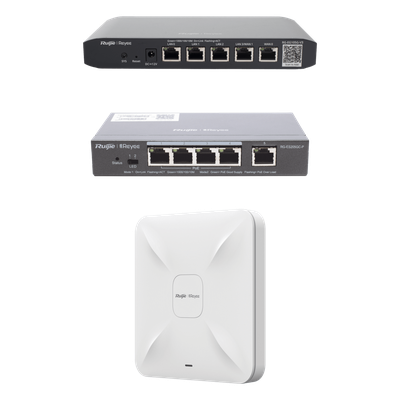 RUIJIE - Kit Demo / Router + Switch PoE + Access Point WiFi 5 / 600 Mbps / 100 Usuarios / Balanceo Dual WAN / VLANs para CCTV
