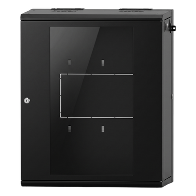 LINKEDPRO - Gabinete Rack / 16 UR / Montaje Pared / Puerta Cristal Templado / Carga 80 kg / Abatible 120° / Ventilación 120 mm