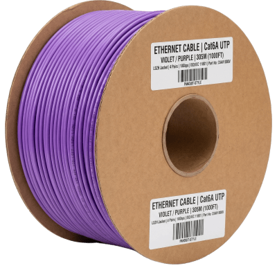PANDUIT - Bobina de Cable UTP de 4 Pares, Vari-MaTriX HD, Cat6A, 23 AWG, CMR (Riser), Color Violeta, 305 Metros (1000 Pies)