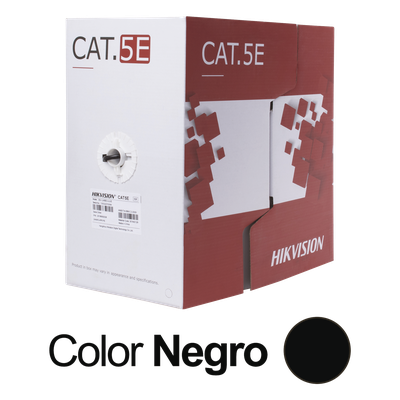 HIKVISION - Bobina de Cable UTP / Cat 5E / 24 AWG / 305 m (1000 pies) / PE Exterior / 100% Cobre / 100 MHz / PoE