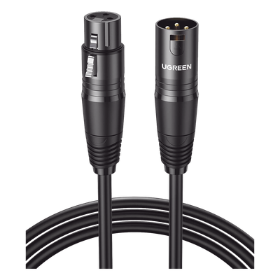 UGREEN - Cable XLR Balanceado / 3 Pines Macho a Hembra / 10 m (32.8 ft) / Triple Blindaje / OFC / Conectores Niquelados