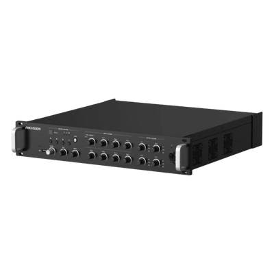 HIKVISION - Amplificador de Red / 4 Zonas 250W / Salida 100V/70V / Bluetooth 5.0 / Entrada de Alarma / Síntesis de Voz TTS