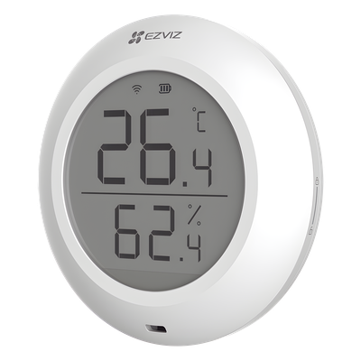 EZVIZ - Sensor de Temperatura y Humedad / Zigbee 2.4GHz / Pantalla LCD / Batería CR2450 3V / -10°C a +60°C / 5.28 x 2.03 in
