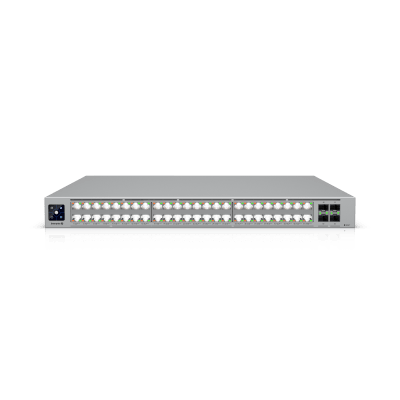 UBIQUITI - Enterprise Campus 48 PoE, Switch Empresarial Etherlighting™ PoE+++ Capa 3 de 48 Puertos (32 x 10 GbE y 16 x 2.5 GbE) y 4 Puertos SFP28 de 25 G de Alta Disponibilidad