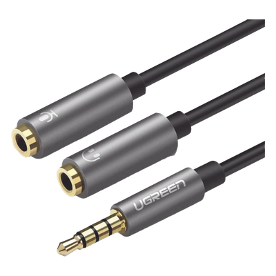 UGREEN - Divisor de Audio / 3.5 mm Macho a Doble Hembra / CTIA y TRS / Conectores Chapados en Oro / 20 cm (7.9 in)