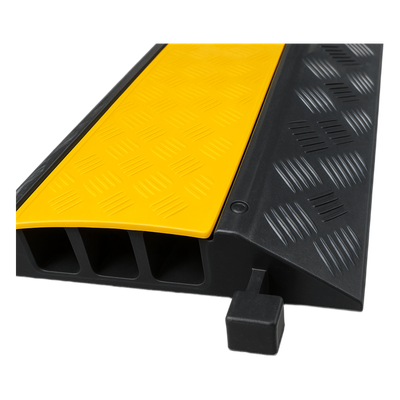 ACCESSPRO - Protector de Cable / 3 Canales / Carga 5 Toneladas / Canal 30x30 mm / Base Goma y Tapa Plástico / 90 cm Largo / Amarillo-Negro