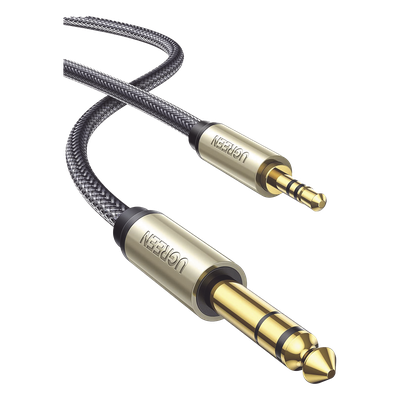 UGREEN - Cable Audio Estéreo / 3.5mm TRS a 6.35mm TS / 1 m (3.3 ft) / Cobre Chapado en Plata / Trenza de Nylon / Conectores Oro 24K