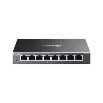 TP-LINK - Switch Gigabit Easy Managed 8 Puertos / PoE+ 64W / Cloud Management Omada / 16 Gbps Switching / Fanless / Desktop-Wall Mount