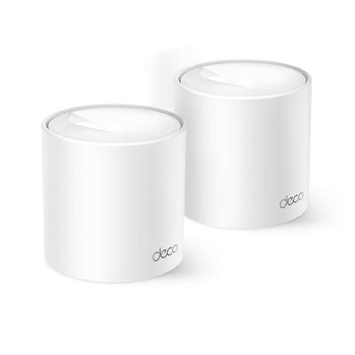 TP-LINK - Kit 2 Routers Inalámbricos MESH Interior para Hogar / Doble Banda Wi-Fi 6 AX3000 Mbps / 3 Puerto Gigabit WAN/LAN / 2 Antenas Internas / Administración Mediante la App Deco (iOS, Android) / Protección HomeShield