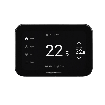 HONEYWELL HOME RESIDEO - Termostato Inteligente ElitePRO / S1200 Smart Thermostat / Negro / Pantalla 5" / 4H-2C Bomba Calor / 3H-3C Convencional / Control IAQ / Video Doorbell / Redlink+WiFi+Bluetooth+Matter