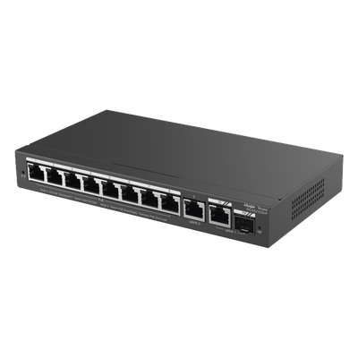 RUIJIE - Switch Administrable / 8 Puertos PoE+ / 130 W / 2 Uplinks Gigabit / 20 Gb/s / Sin Ventilador