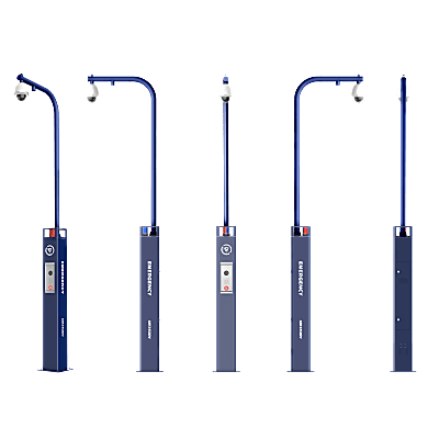 HIKVISION - Estación de Alarma de Pánico con Videollamada / Cámara IP 4 MP/ Audio Bidireccional / Altavoz 30 W / Sirena (Azul y Rojo) / RS-485 / Micro SD / Montaje en Suelo / Montaje para PTZ (No Incluye PTZ)