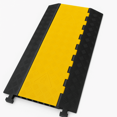 ACCESSPRO - Protector de Cable de 3 Canales / Base de Goma y Tapa de Plástico / Tamaño del Canal 56x55MM / Capacidad de Carga 6.1 Toneladas / Longitud 90 cm / Ancho del Contorno 50 cm / Altura 7.5 cm / Color Amarillo-Negro / Material Hule