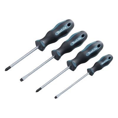 MAKITA - Juego de Desarmadores / 4 Piezas / Phillips y Plana / Mango Ergonómico / Punta Magnética