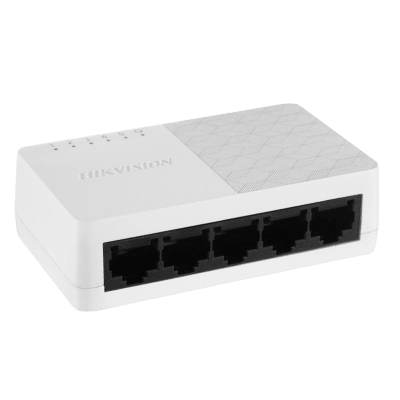 HIKVISION - Switch de Escritorio / 5 Puertos Gigabit / 10/100/1000 Mbps / Diseño Compacto / Plug and Play