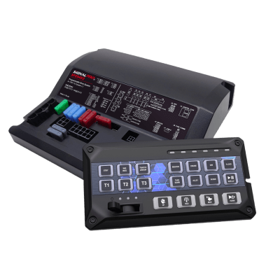 SIGNALPRO - Sirena Vehicular de 200W de Potencia, Programable, Con Controlador de Panel Deslizante de 19 botones, indicador de flecha de tráfico de 6 LED, 12 Salidas Auxiliares