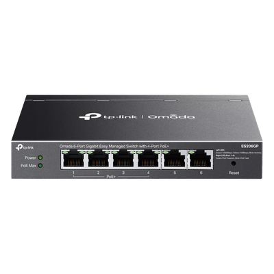 TP-LINK - Switch Gigabit / 6 Puertos / 4 PoE+ 65W / Gestión Cloud SDN / Fanless / Alcance PoE 250 m (820.2 ft) / QoS y VLAN