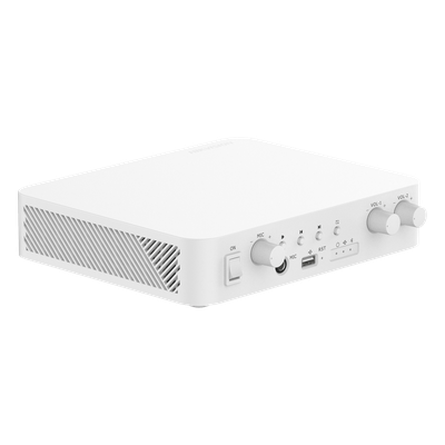 HIKVISION - Amplificador de Audio IP / 2 Canales / 80 W Totales / 2 Zonas 40 W / Salida 100V / Bluetooth / USB / RCA / Micrófono / Hik-Connect