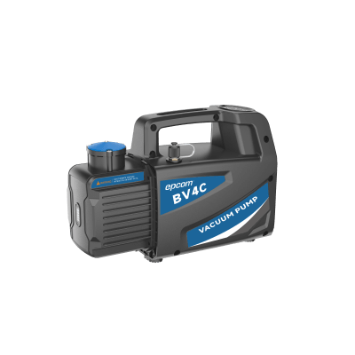 EPCOM - Bomba de Vacío General BV4C / Vacío Final 150 Micrones / Caudal 4 CFM (114 L/min) / Potencia 1/4 HP / Diseño Anti-Retroceso de Aceite / Montaje Superior del Motor / Válvula Antirretorno Integrada / Puerto 1/4 SAE