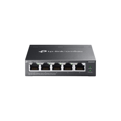 TP-LINK - Switch Gestionado 5 Puertos Gigabit / 4 Puertos PoE+ 802.3at/af / 65W Power Budget / Gestión Cloud Omada SDN / Sin Ventiladores / QoS / VLAN