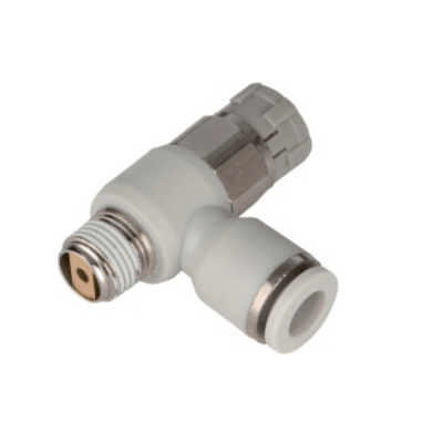 TITAN-AUTOMATION - Controlador de Velocidad Neumático / Cierre a Presión / Codo Macho BSPT(R) 1/8´´ / Diámetro Tubo 8 mm / Para Sistemas Neumáticos