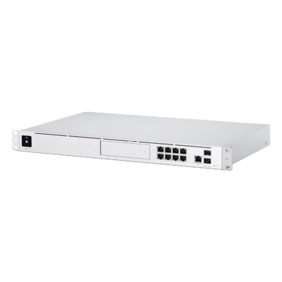 UBIQUITI - Gateway UniFi / 8 Puertos Gigabit / 2 Puertos 10G SFP+ / Rack 1U / NVR con Bahía HDD / IDS-IPS 3.5 Gbps