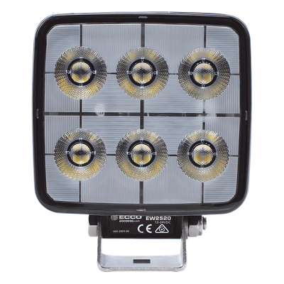 ECCO - Luz de Trabajo LED / 2800 Lúmenes / 12-24 VCD / IP67 e IP69K / 6 LED 24x1W / Compacta 5.1" x 4.2" x 1.9"