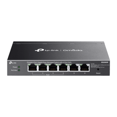 TP-LINK - Switch Omada 6 Puertos Gigabit / 4 Puertos PoE+ 65W / Gestión Cloud SDN / Sin Ventiladores / QoS / VLAN / IGMP Snooping / 250 m PoE