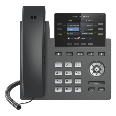 GRANDSTREAM - Teléfono IP / 3 Líneas SIP / 6 Cuentas / Pantalla 2.4" / PoE / Gigabit / Audio HD Opus