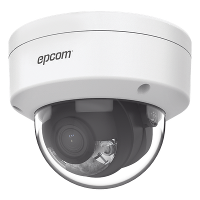 EPCOM - Domo IP / 4 MP / Lente 2.8 mm / ColorVu / AcuSense / PoE / H.265+ / IP67 / IK08 / WDR 120 dB / Luz blanca 30 m (98 ft)