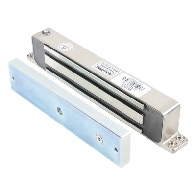 ACCESSPRO - Chapa Magnética Electromagnética / 600 lbs (272 kg) / Montaje Superficial / IP68 / Dual 12V/24V DC / -10°C a +55°C