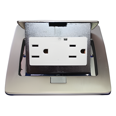 THORSMAN - Mini Caja de Piso Rectangular / Acero Inoxidable / 2 Contactos 127V / 15A / 12.4 x 12 x 7.2 cm / 4.88 x 4.72 x 2.83 pulg