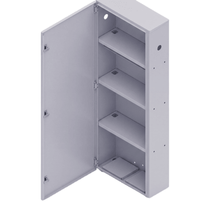 EPCOM INDUSTRIAL - Gabinete para instalación de 4 Baterías , Fabricado en Lámina Galvanizada, Accesorios para poste (No incluidos)