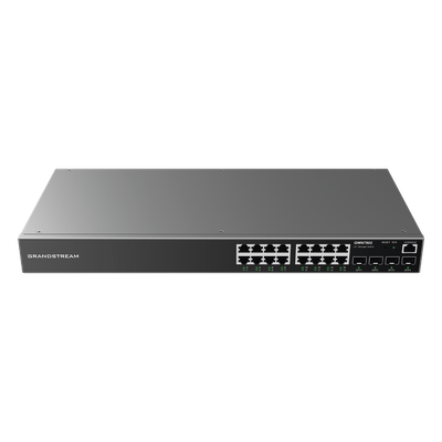 GRANDSTREAM - Switch Gigabit Administrable / 16 Puertos RJ45 10/100/1000 Mbps / 4 Puertos SFP Uplink / 40 Gbps Capacidad de Conmutación
