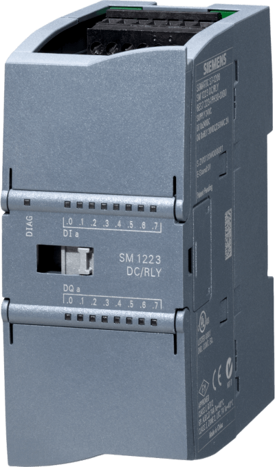 SIEMENS - Módulo Digital SM 1223 / 8 Entradas 24V DC / 8 Salidas Relay 2A / Sink-Source / IP20 / Certificaciones Internacionales