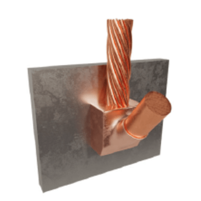 TOTAL GROUND - Molde para Soldadura Exotérmica para Cable 1/0 AWG a Superficie de Acero en Vertical hacia Arriba a 90°