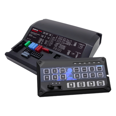 SIGNALPRO - Sirena Vehicular / 200W / Amplificador Clase D / 19 Botones / 12 Salidas de Relé / USB Tipo C / Programable