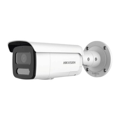 HIKVISION - [Dual Light + ColorVu] Bala IP 8 Megapixel / Lente 4 mm / 60 mts IR + 60 mts Luz Blanca / Exterior IP67 / Luz Intermitente y Alerta de Audio / Micrófono Integrado / Videoanaliticos (Filtro de Falsas Alarmas)  / ACUSEARCH