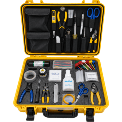 LINKEDPRO BY EPCOM - Kit de Terminación de Fibra Óptica / 28 Herramientas y Accesorios / Estuche Portátil Rugerizado / Preparación, Empalme y Limpieza