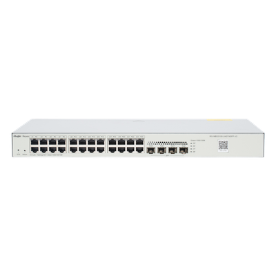 RUIJIE - Switch Administrable L2 / 24 Puertos Gigabit / 4 SFP 1G / 56 Gbps / Sin Ventilador / Protección 6 kV