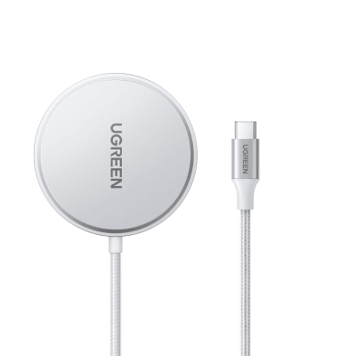 UGREEN - Cargador Inalámbrico Magnético 15W / Protocolo Qi 2 / USB-C 9V 2.2A / Eficiencia 83% / Protección Multinivel / Material PC+ABS+Aleación Aluminio / Cable 1.5m