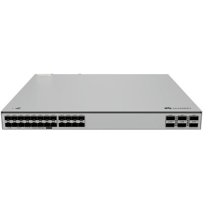 HUAWEI - Switch 10GE Core / 24 Puertos 10GE SFP+ / 6 Puertos 100GE QSFP28 / Switching 1680 Gbps / Forwarding 1250 Mpps / iStack / Gestión Cloud / SME