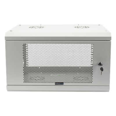 LINKEDPRO - Gabinete de Pared / 6U / 19" / Profundidad 455 mm (1.49 ft) / Carga 80 kg / Acero Reforzado / Puerta Perforada / Color Blanco