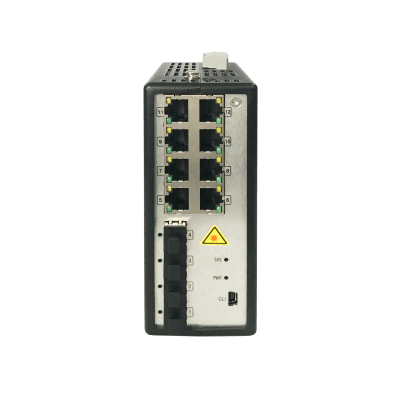 HIKVISION - Switch Gigabit PoE+ / Industrial / Administrable / 8 Puertos Gigabit PoE+ (30 W) / 4 Puertos SFP / 250 W Total / 48 a 57 VCD / Ideal para Proyectos