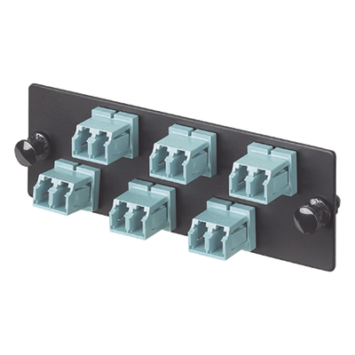 PANDUIT - Placa Acopladora de Fibra Óptica / 12 Fibras OM3/OM4 / 6 Conectores LC Dúplex / Cerámica Zirconia / Color Aqua