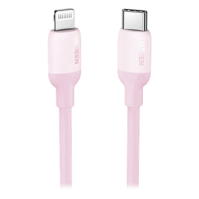 UGREEN - Cable USB-C a Lightning / Certificado MFi / 1 m (3.3 ft) / Carga Rápida PD 20W / Sincronización 480 Mbps / Silicona y TPE / Rosa