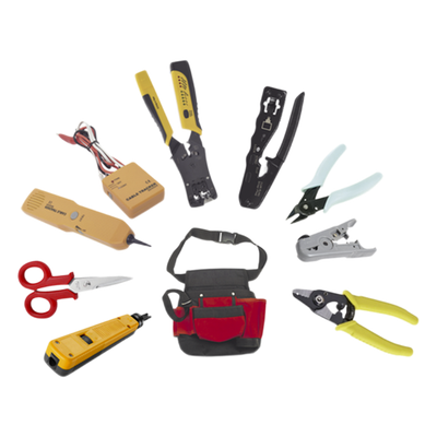 EPCOM POWERLINE - Kit de Herramientas para Instalador de Redes / 9 Piezas / Pinza Pelacables con Probador / Ponchadora Pass Through / Rastreador de Cable / Bolsa 21x11.5x3.4 cm