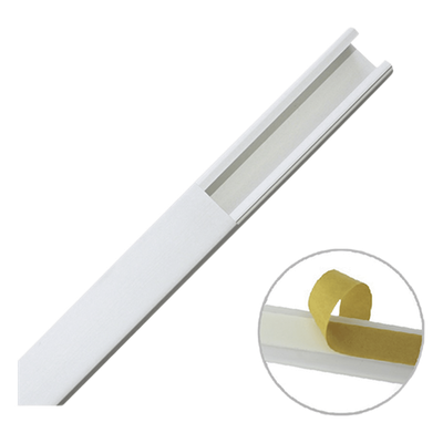THORSMAN - Canaleta PVC / 20 x 17 mm / Una Vía / 6 Pies (1.83 m) / Autoextinguible / Cinta Adhesiva / Blanco